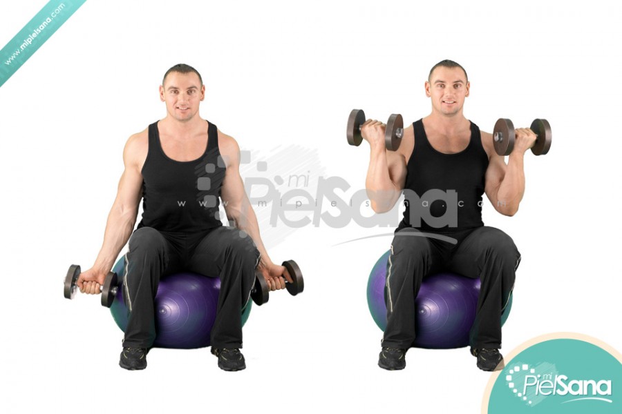 Exercise Ball Dumbbell Curl