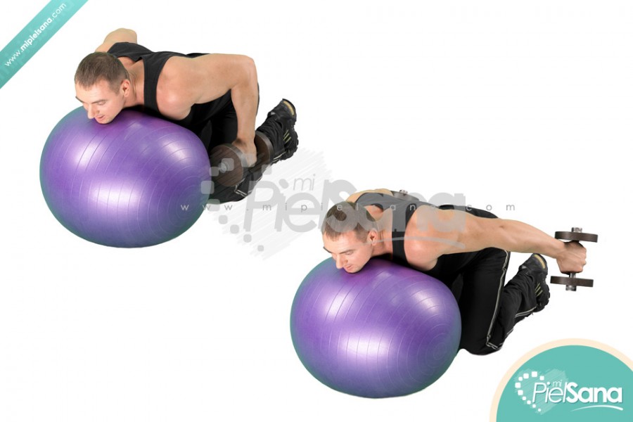 Exercise Ball Dumbbell Kickbacks