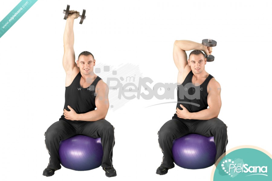 Exercise Ball One Arm Dumbbell Extension