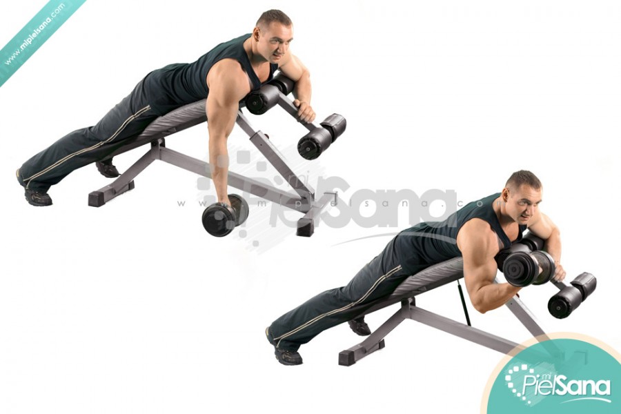 One Arm Prone Dumbbell Curl