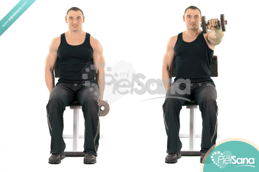 One Arm Seated Dumbbell Front Raise